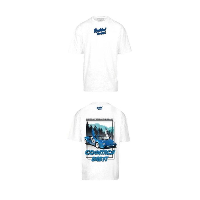 Radikal Revolution RKLCB103L Camiseta Countach Baby! Homenaje Lamborghini Countach Motor V12 Diseño Tractor Bull Blanca Talla L