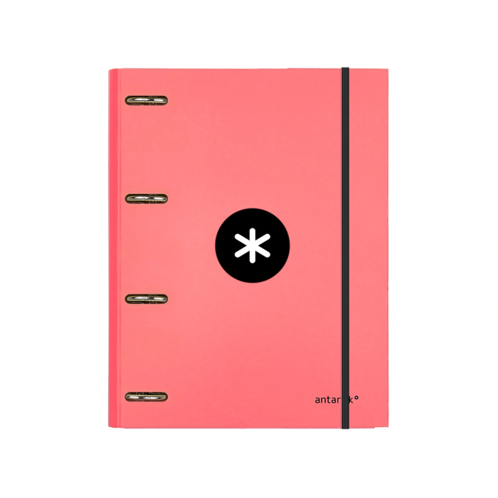 Antartik Carpeta con recambio A4, cuadro 5mm, forrada, 4 anillas 25mm redondas, color coral, 100 hojas 100g 1