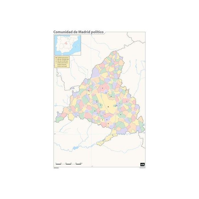 Mapa Mudo Erik Color Politico Comunidad De Madrid 50 unidades