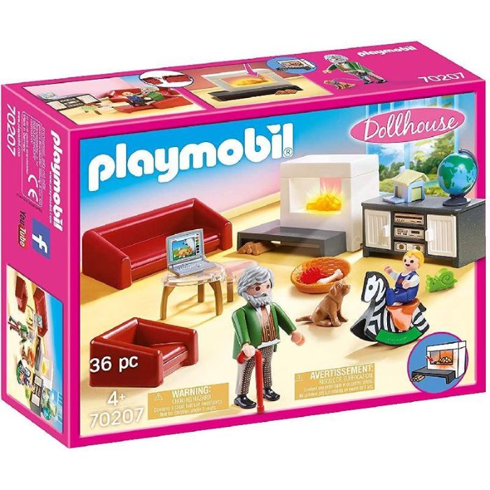 Playmobil Casa de Muñecas Salón con Abuelo, Nieto y Muebles 1