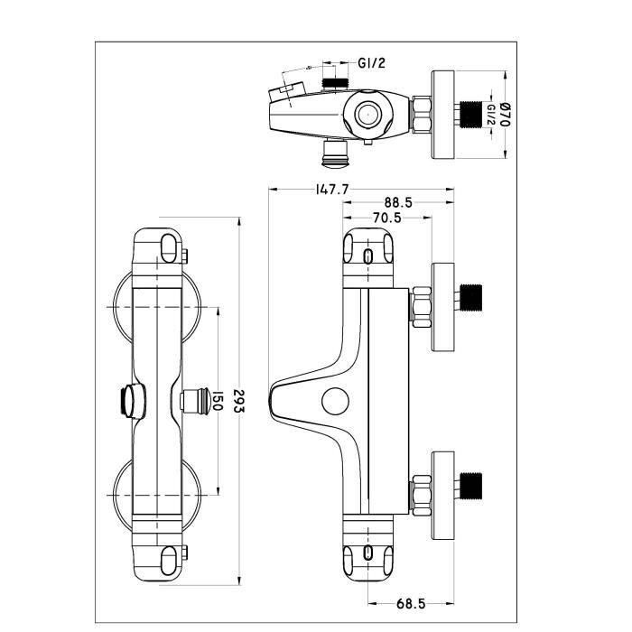 ROUSSEAU Grifo monomando termostático para baño y ducha Volga 2 1 ROUSSEAU Grifo monomando termostático para baño y ducha Volga 2 1