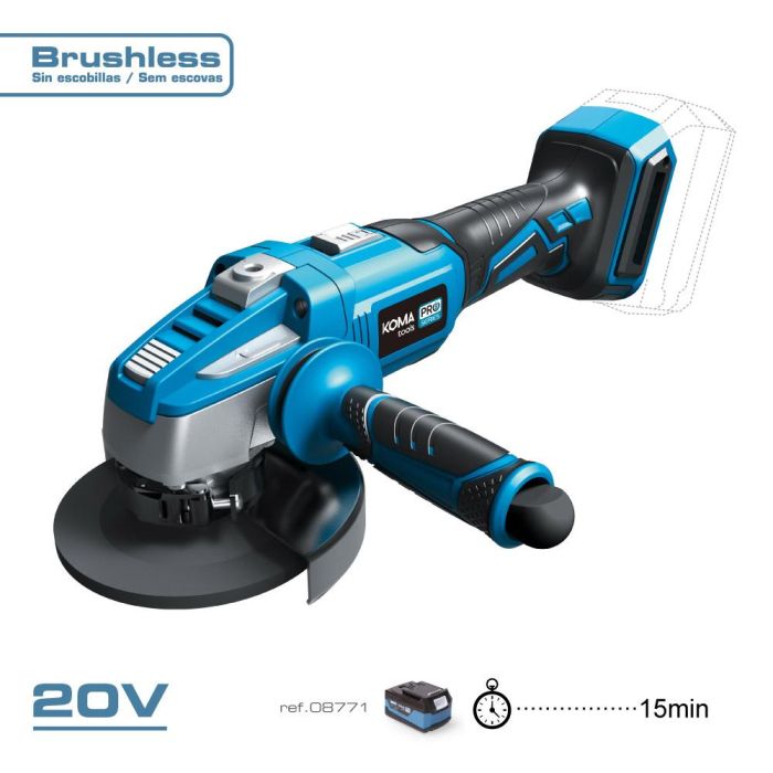 Koma Tools 20v-amb Amoladora Brushless 20V Ø125mm 8500 rpm Pro Series Sin Batería ni Cargador 1