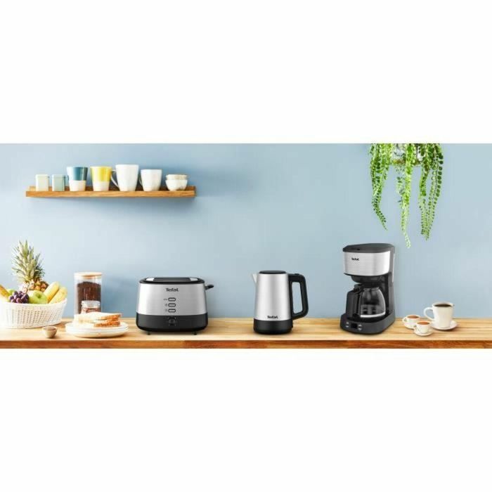 TEFAL Cafetera de filtro Programable Acero Inoxidable 1,2L, 8 a 12 tazas, Pantalla LED, Filtro permanente, Mantiene caliente, Equinox CM520D10 1