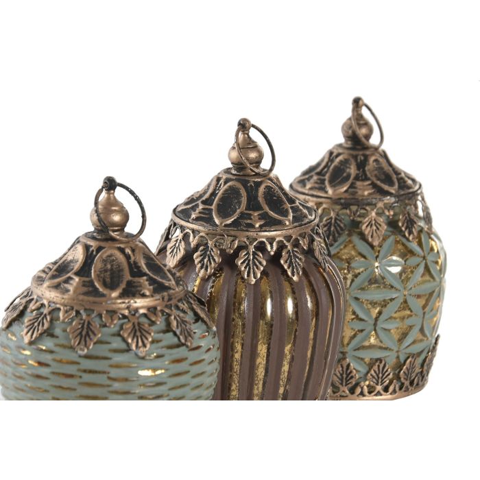 DKD Home Decor Decoracion Luminosa Arabe Verde Marron 8 x 13 x 8 cm (6 Unidades) Led Cristal