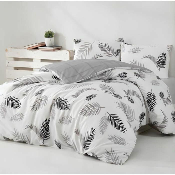 Juego de Cama 220x240 cm con 2 Fundas de Almohada 60x60 cm - 100% Algodón Reforzado - Gris - ASI8683743677702 2