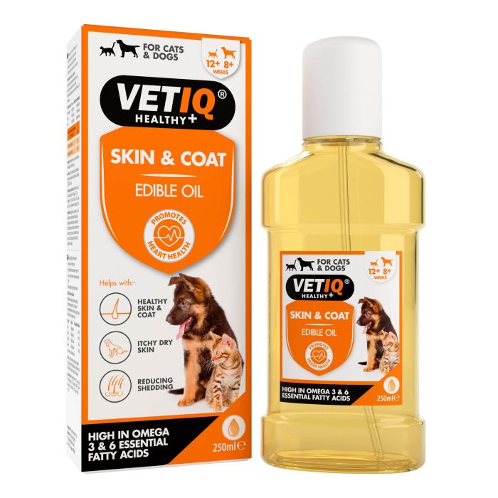 VetIQ Suplemento Piel y Pelo para Perros y Gatos con Omega 3, Omega 6 y Vitamina E. Reduce Muda y Alivia Piel Seca 250 mL 1 VetIQ Suplemento Piel y Pelo para Perros y Gatos con Omega 3, Omega 6 y Vitamina E. Reduce Muda y Alivia Piel Seca 250 mL 1