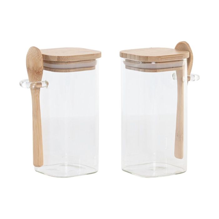 DKD Home Decor Especiero Básico Natural de Cristal y Bambú 9 x 16.5 x 18.5 cm Set de 2 3 DKD Home Decor Especiero Básico Natural de Cristal y Bambú 9 x 16.5 x 18.5 cm Set de 2 3