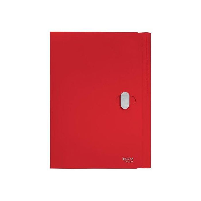 Leitz 46220025 Carpeta de Polipropileno Reciclable A4, 3 Solapas, Cierre Broche Giratorio, Rojo, Climate Neutral