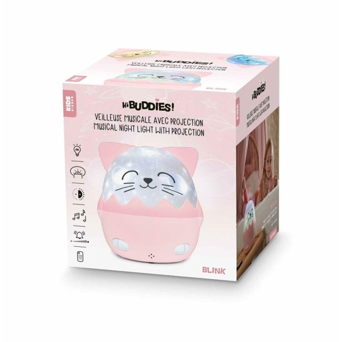 Bigben Kids BIG1722426636833 Luz Nocturna Musical Cat, Proyección 360°, 13 Películas, 8 Melodías, Mando, USB-C