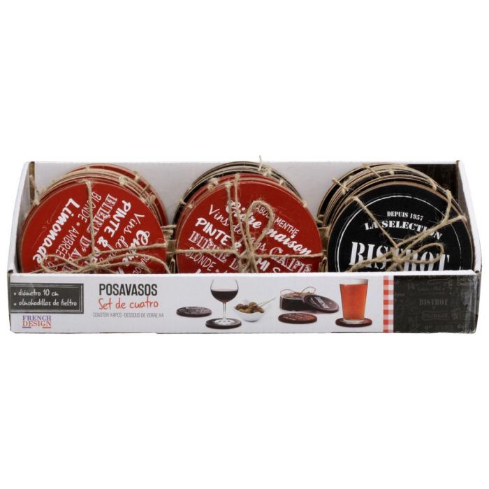 Totally Addict Juego de 4 Posavasos Industriel Diámetro 10 cm Diseños Surtidos 6