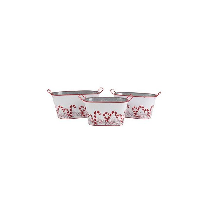 DKD Home Decor Caja de Navidad Tradicional de Metal Blanco Rojo, Set de 3 Cajas (2 Unidades), 17.5 x 18.5 x 36.5 cm