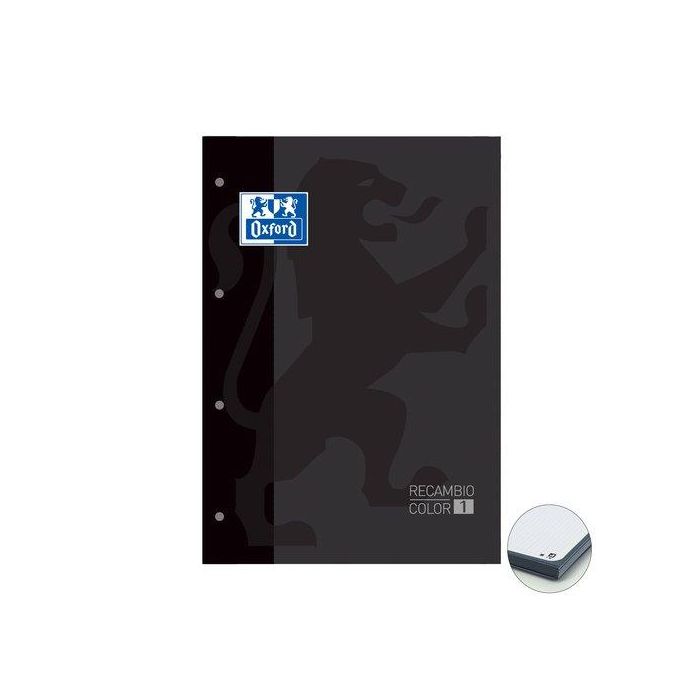 Recambio Oxford School Color 1 Encolado A4+ 80H 90Gr 4 Taladros Cuadric.5X5 Negro (1 Color De Recuadro) (Set de 5)