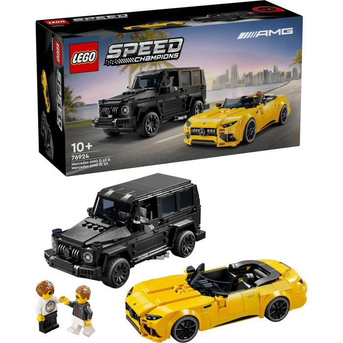 LEGO 76924 Speed Champions Mercedes-AMG G 63 y SL 63 - Pack Doble Coches de Juguete Construible Negro y Amarillo 3
