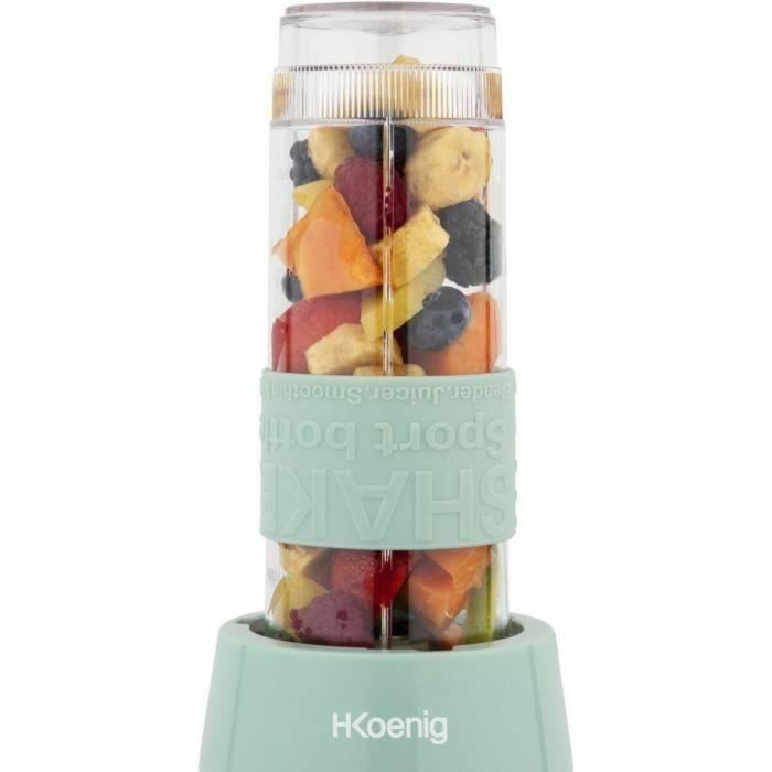 Hkoenig HKO3701335300229 Mini Batidora de Vaso Portátil SMOO18 - 300W, Vaso de 570ml, Color Verde Pastel, con 2 Botellas Incluidas 1