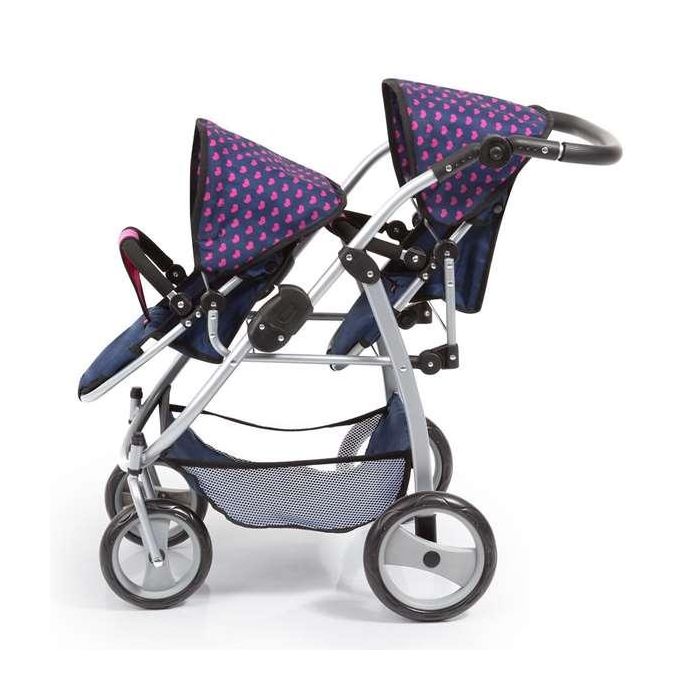Coche de muñeca paseo gemelar azul marino 73x63x46 cm 2 Coche de muñeca paseo gemelar azul marino 73x63x46 cm 2