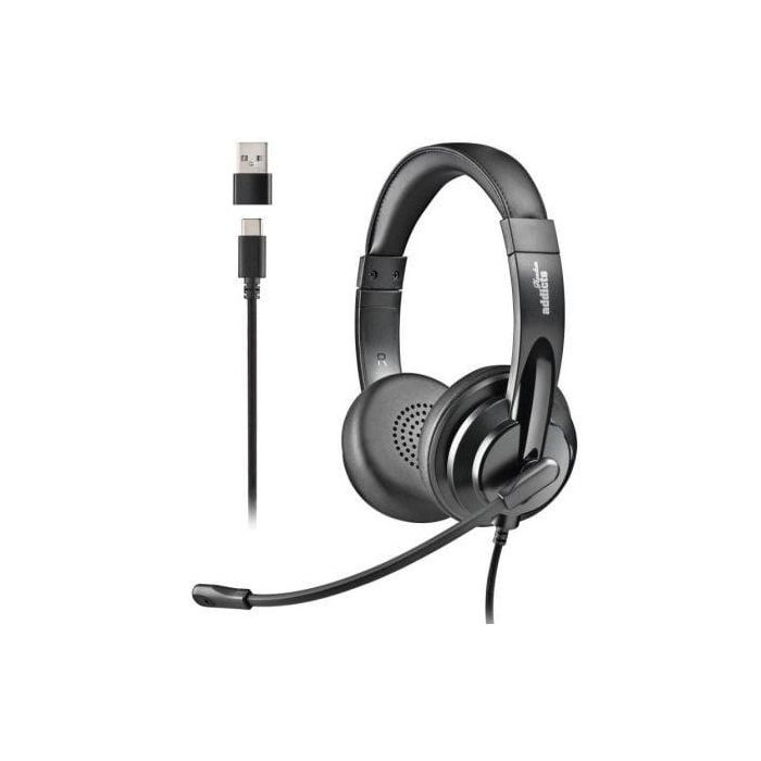 NGS VOX605USBC Auriculares Estéreo con Micrófono USB-C y Adaptador USB-A, Control Volumen, Diadema Acolchada Negros NGS VOX605USBC Auriculares Estéreo con Micrófono USB-C y Adaptador USB-A, Control Volumen, Diadema Acolchada Negros