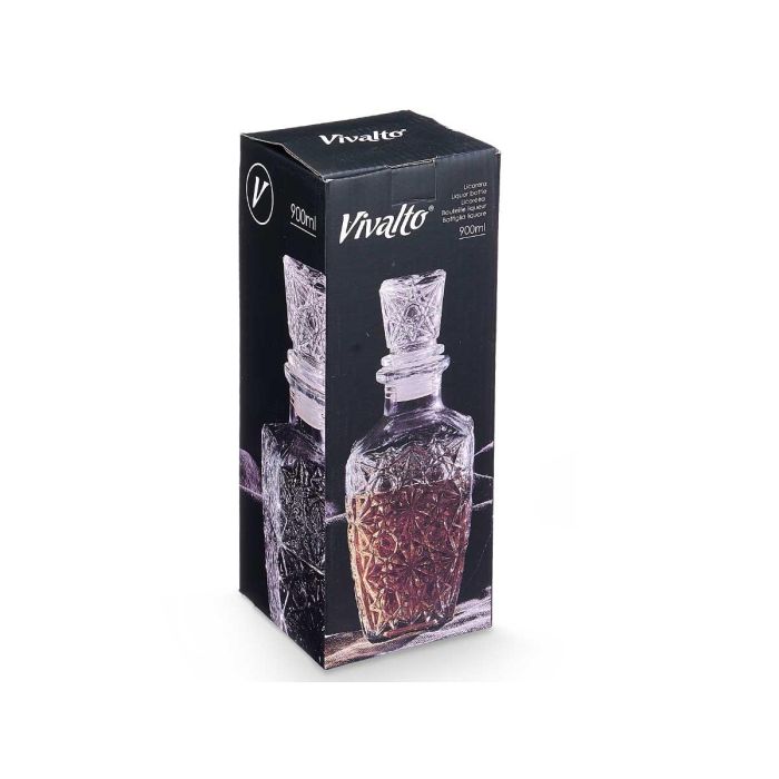 Vivalto Licorera Tallada Estrella 750 ml de Vidrio Transparente - 9x24.5x9 cm (12 Unidades) 2 Vivalto Licorera Tallada Estrella 750 ml de Vidrio Transparente - 9x24.5x9 cm (12 Unidades) 2