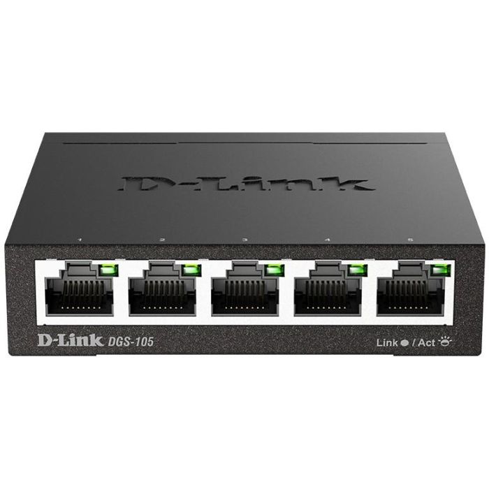 D-Link DGS-105/E Switch Ethernet Gigabit de 5 Puertos RJ-45, QoS, IGMP Snooping para IPTV, Carcasa Metálica
