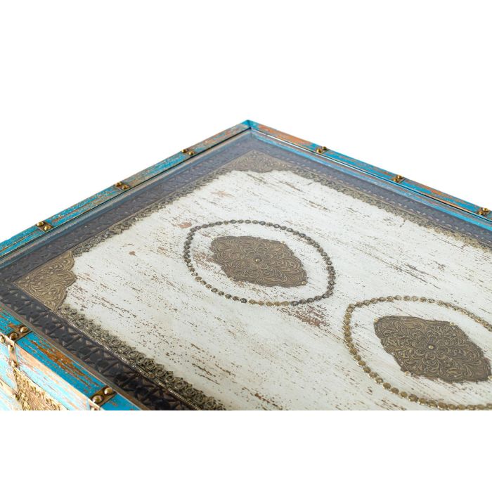 GINER Y COLOMER Mesa de Centro Madera de Mango Azul Blanco Envejecido 120 cm 3 GINER Y COLOMER Mesa de Centro Madera de Mango Azul Blanco Envejecido 120 cm 3