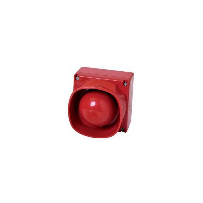 Bosch Sirena de Exterior Roja - 102.5 dB, Bajo Consumo (<4.05mA), 32 Tonos Seleccionables, Sincronización Inmediata