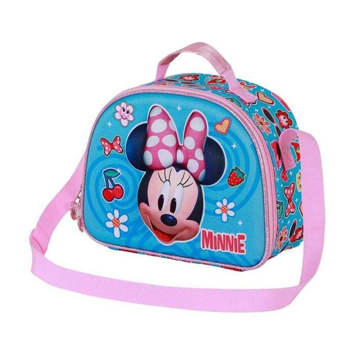 Karactermania Bolsa Portamerienda 3D Minnie Mouse Happiness 25,5 x10 x20 cm con Relieve y Forro Isotérmico Azul para Niños a Partir de 3 Años 1