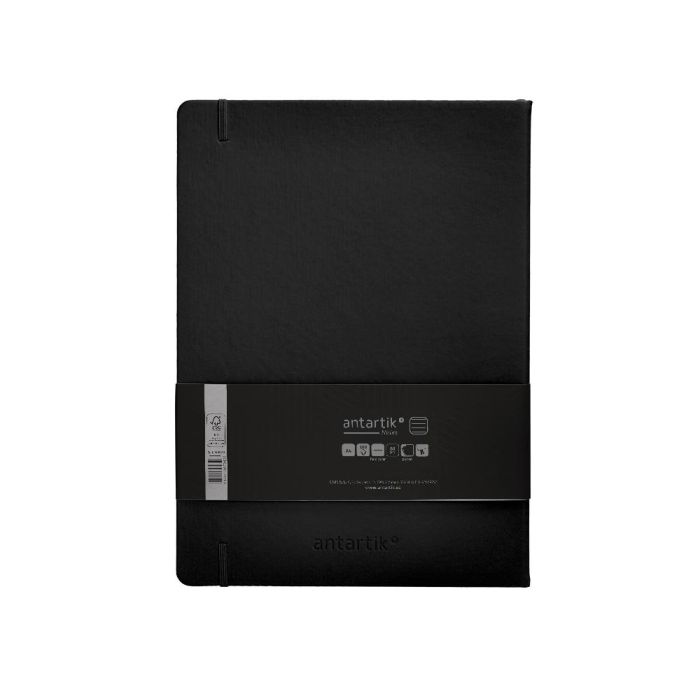 Cuaderno Con Gomilla Antartik Notes Tapa Dura A4 Hojas Rayas Negro 100 Hojas 80 gr Fsc 2