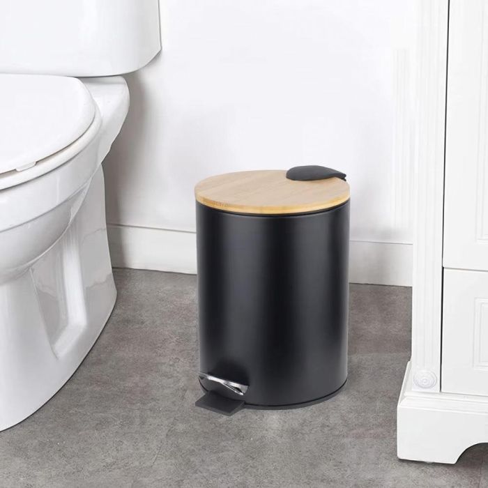 Inde Cubo Pedal Metal Bambú 3L 17x17x22.7 cm Surtido 3