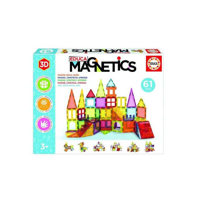 Educa 20024 Juego de Construcción Magnético con 61 Piezas Translúcidas de Colores