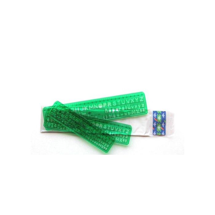 Domingo Ferrer Normógrafo escolar plástico verde, juego de 3 unidades, rotulación 6, 8 y 10 mm
