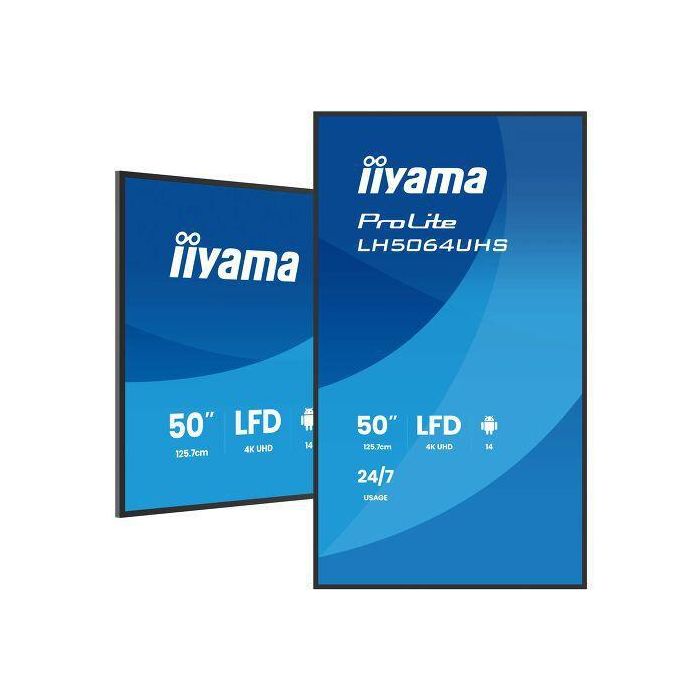 IIYAMA LH5064UHS-B1AG Monitor 50" 4K UHD VA DLED 500cd/m², Android 14, 24/7, HDMI USB-C WiFi LAN VESA