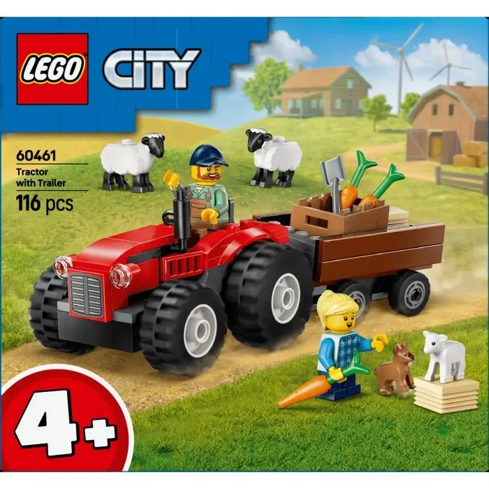 Lego 60461 Tractor agrícola rojo con remolque y oveja - Juego para niños a partir de 4 años 4