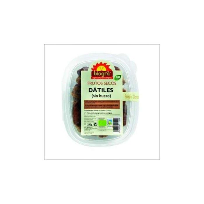 BIOGRA Dátiles sin Hueso Bio 230g - Snack Saludable Vegano sin Lactosa con Hierro y Magnesio