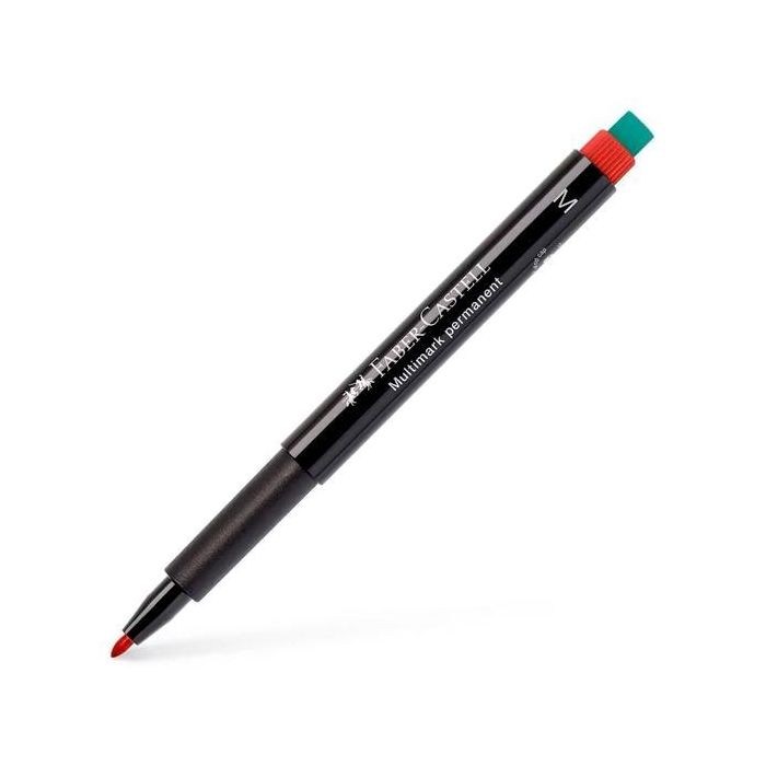 Faber Castell Rotulador Permanente Multifuncional Multimark M con Goma Integrada Rojo - Para Todas las Superficies (10 Unidades) (10 Unidades)