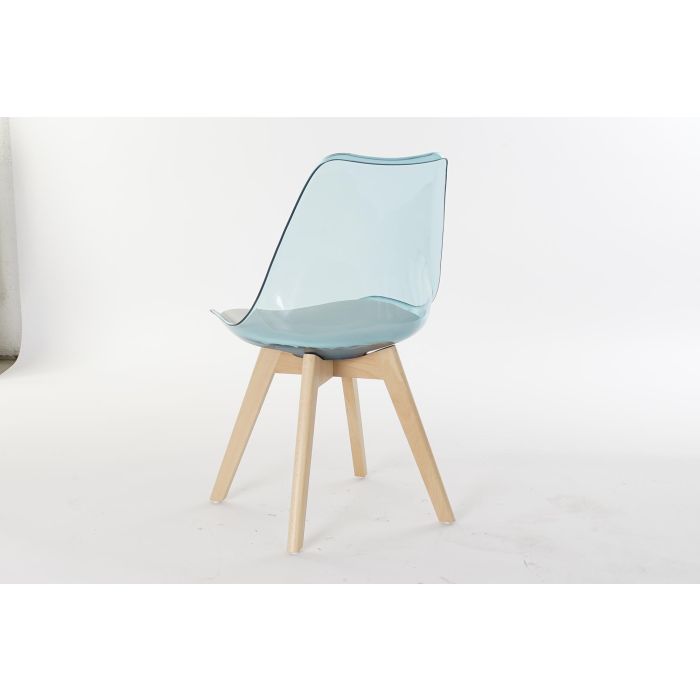 DKD Home Decor Silla de Comedor Urban de Abedul y PVC Azul Blanco, 54x47x81 cm, Altura Asiento 43 cm, Desmontable (4 Unidades) 6