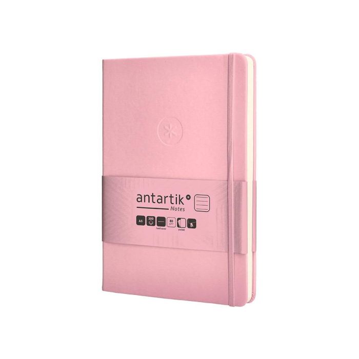 Cuaderno Con Gomilla Antartik Notes Tapa Dura A5 Hojas Rayas Rosa Pastel 100 Hojas 80 gr Fsc 3