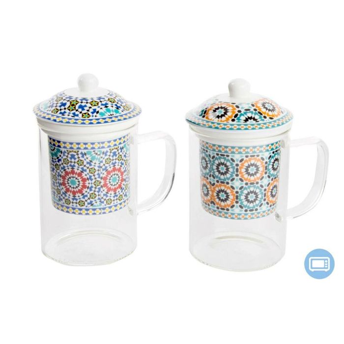 Taza con Filtro para Infusiones DKD Home Decor Multicolor Naranja Azulejo Árabe 300 ml (2 Unidades) Taza con Filtro para Infusiones DKD Home Decor Multicolor Naranja Azulejo Árabe 300 ml (2 Unidades)