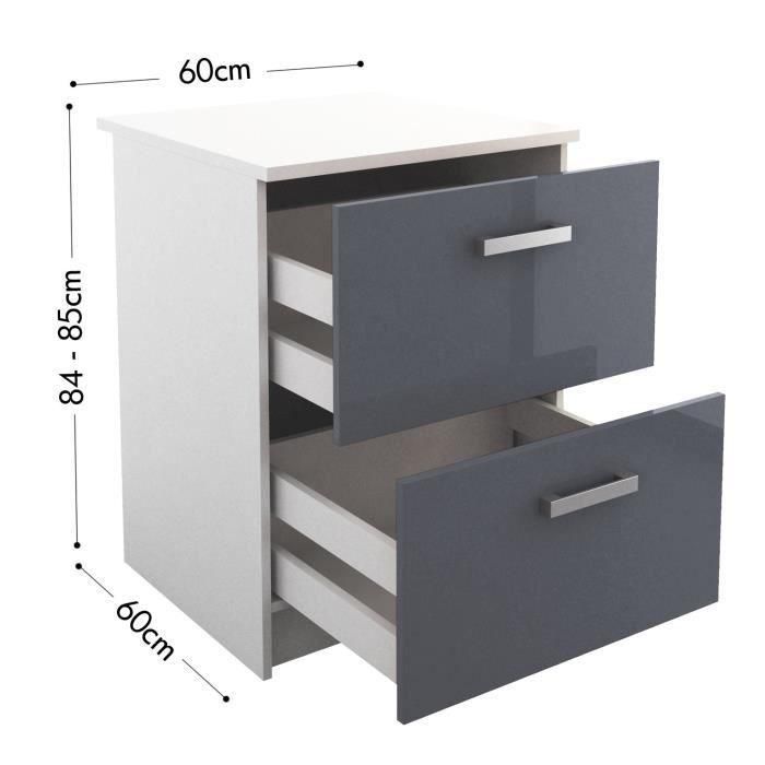 START Base de cocina L 60 cm con encimera incluida - Gris brillante 3 START Base de cocina L 60 cm con encimera incluida - Gris brillante 3