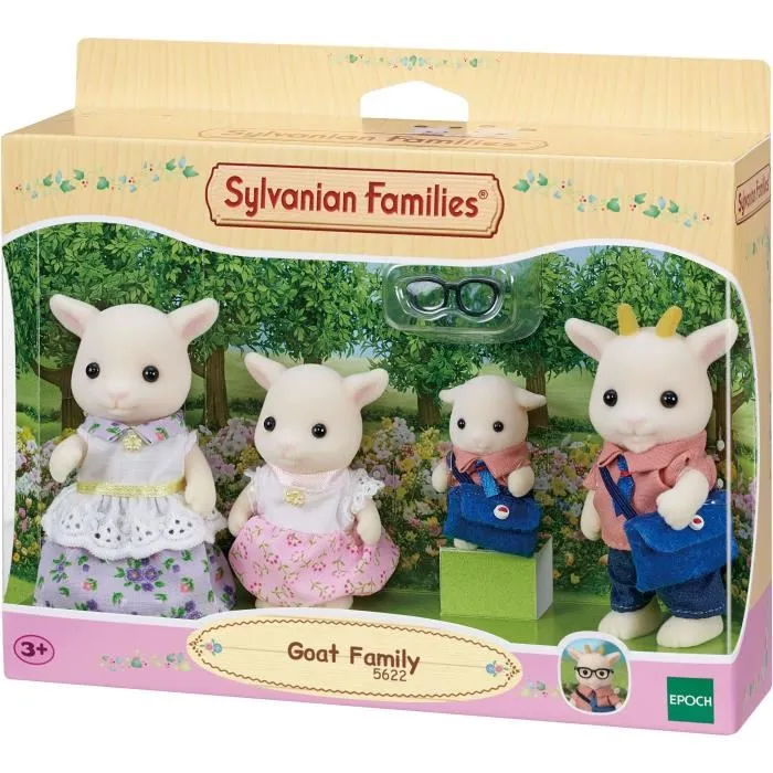 Sylvanian Families Familia de las Cabras con 4 Personajes Articulados y Vestidos, Ropa Intercambiable 4