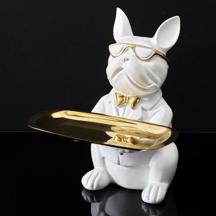 Home Deco Factory Galerie Vaciabolsillos Bulldog Blanco Escultura Decorativa 18x18x22 cm 6