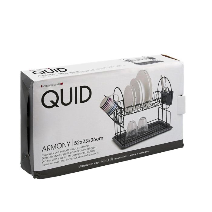 Quid Escurridor de Platos 2 Alturas con Cubertero Armony de Metal Color Gris 52x23x36 cm 5