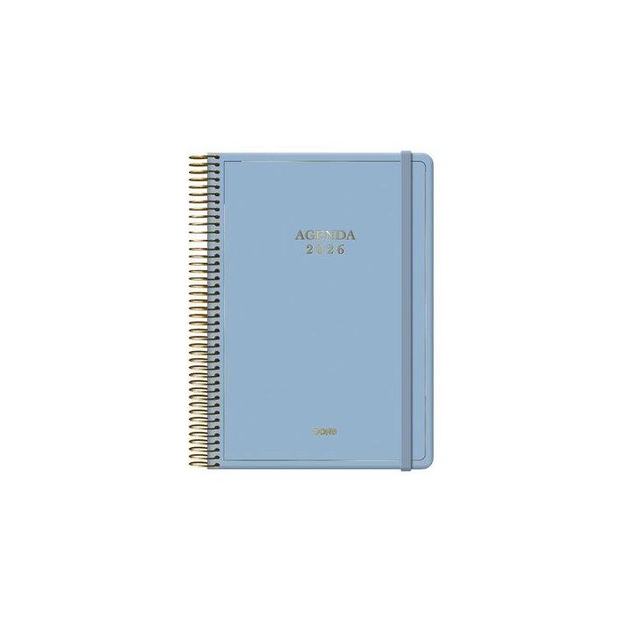 Agenda Anual (2026) Dohe Velvet Espiral Tapa Extra Con Goma 140X200 D/P Azul