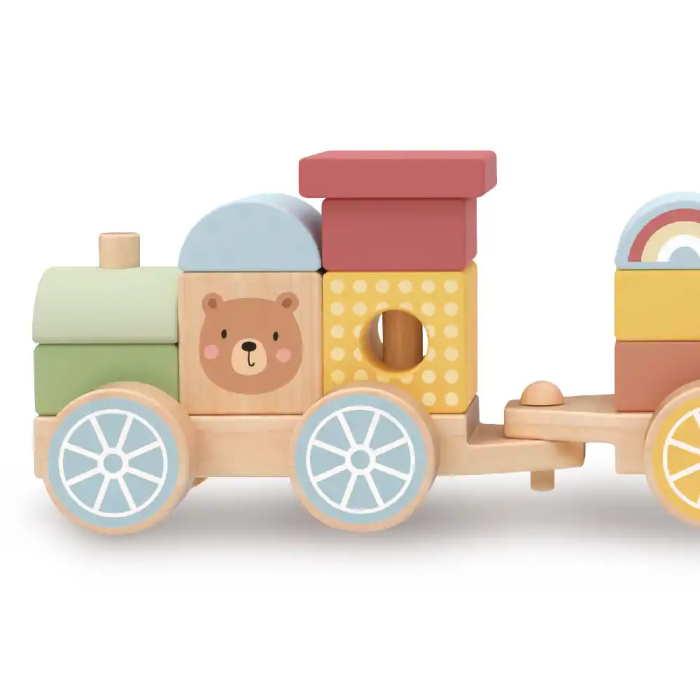 Imaginovo Juego Infantil Madera Tren Figuras Apilables con Ruedas +18 Meses 38x9,5x7,5cm 3