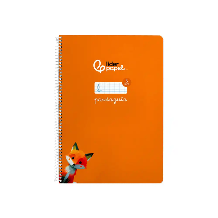 Liderpapel Cuaderno espiral A4 Pautaguía tapa blanda 80h 75gr cuadro pautado 5mm color naranja 1