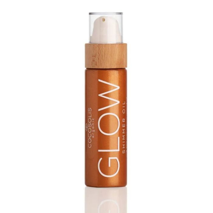 Cocosolis Glow Shimmer Oil 110 - Aceite Seco Natural Iluminador para Cuerpo y Cara, Hidratante con Partículas Brillantes, Aroma Galleta