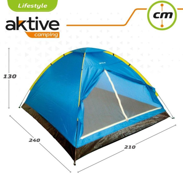 Tienda de Campaña Aktive 4 personas 210 x 130 x 240 cm (4 Unidades) 2 Tienda de Campaña Aktive 4 personas 210 x 130 x 240 cm (4 Unidades) 2