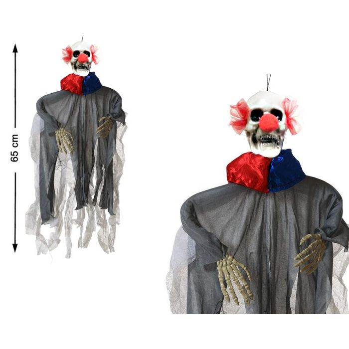 Muñeco Esqueleto Payaso con Máscara Roja y Negra 65 cm para Halloween y Decoración de Terror
