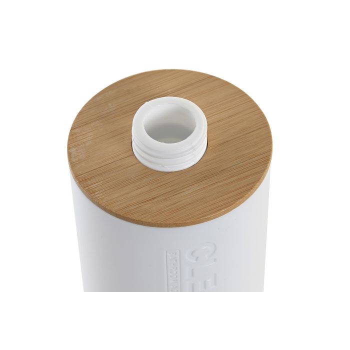 DKD Home Decor Dosificador de Jabón Líquido Basicos Estilo Nórdico Moderno con Cuerpo en PP Blanco y Base de Bambú Natural para Baño - 9x15.5x7 cm 1