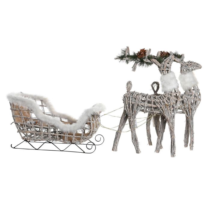 DKD Home Decor Blanco 30 x 37 x 60 cm Set de 3 Decoracion Navidad Alpina 5