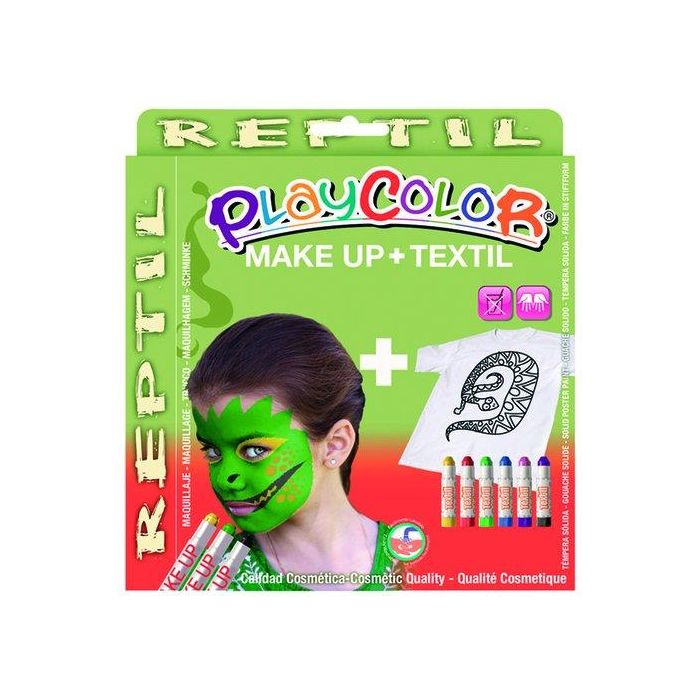Pack Playcolor Maquillaje Make Up Basic Blister De 3 + Tempera Solida Textil One Caja De 6 Thematics Reptil