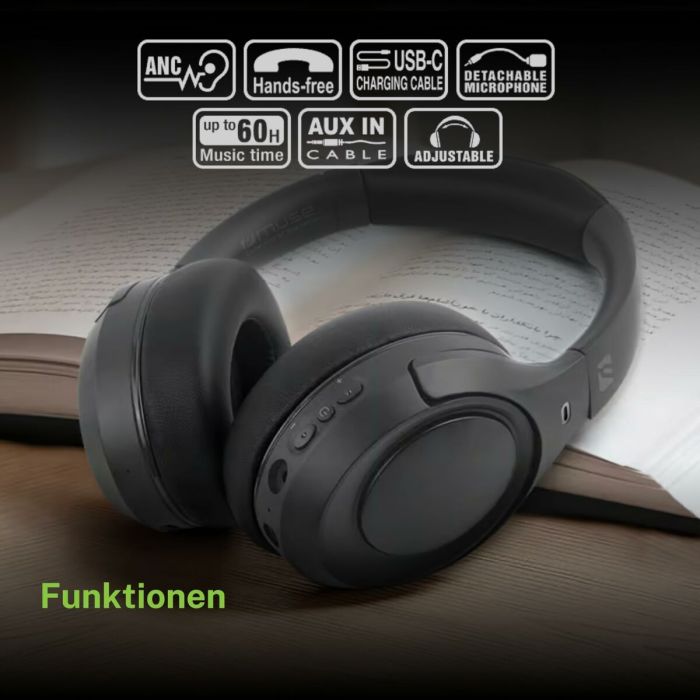 Auriculares con Micrófono Muse M295ANC Negro Gris 3